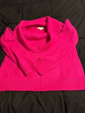 LOFT Bright Hot Pink Cowl Neck Sweater